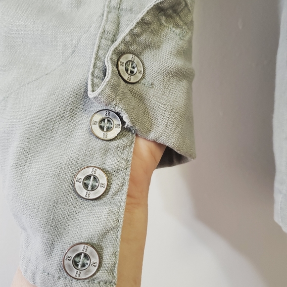 Bill Blass Utility Cargo Sports Jacket, Linen Blend Olive Green Size M - Picture 5 of 6